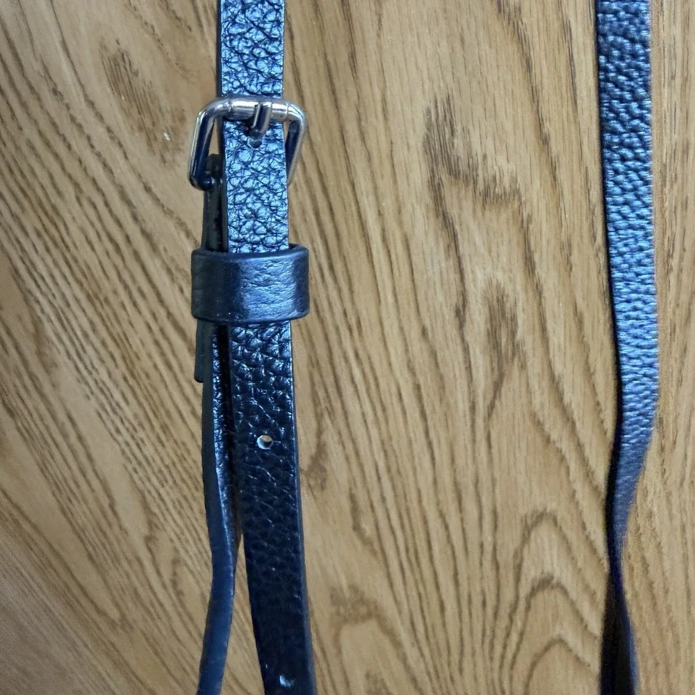 Bandolier Crossbody Phone Case Black Pebbled Leather Silver‎ Studs iPhone +8